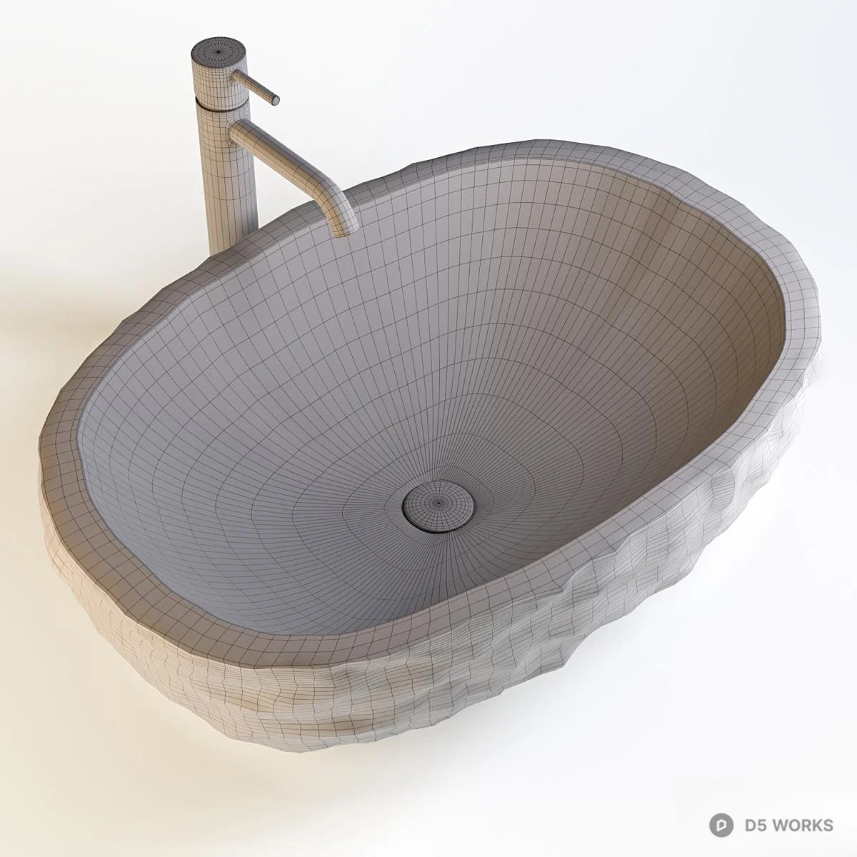 Stone Texture Vessel Sink 3d model thumbnail 3
