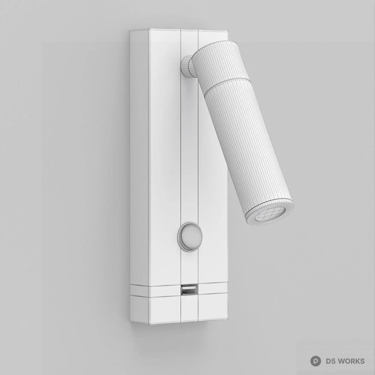 Minimalist Black Wall Lamp With USB Port 3d model thumbnail 3
