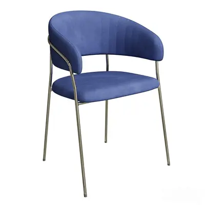 Velvet Upholstered Armchair With Metal Frame 3d model