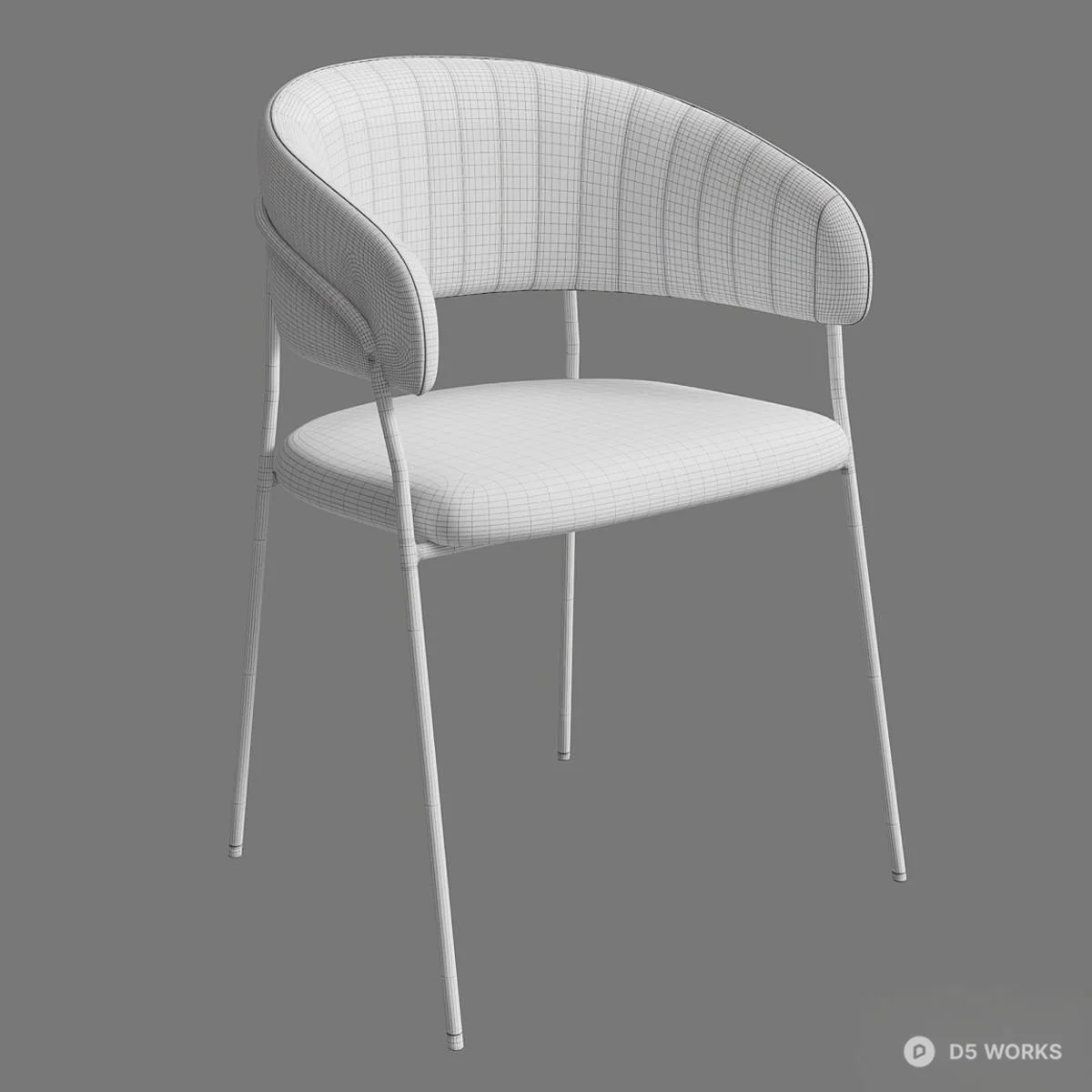 Velvet Upholstered Armchair With Metal Frame 3d model thumbnail 3