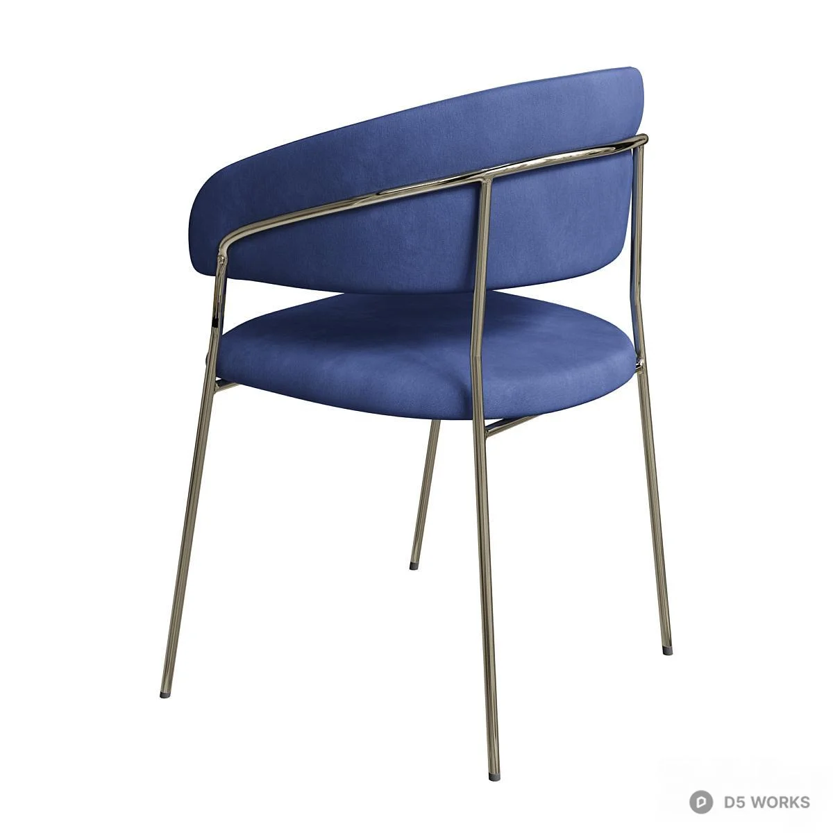 Velvet Upholstered Armchair With Metal Frame 3d model thumbnail 2