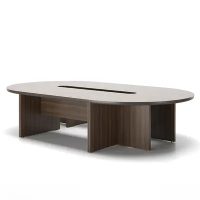 Elliptical Conference Table With Cable Trough 3d model