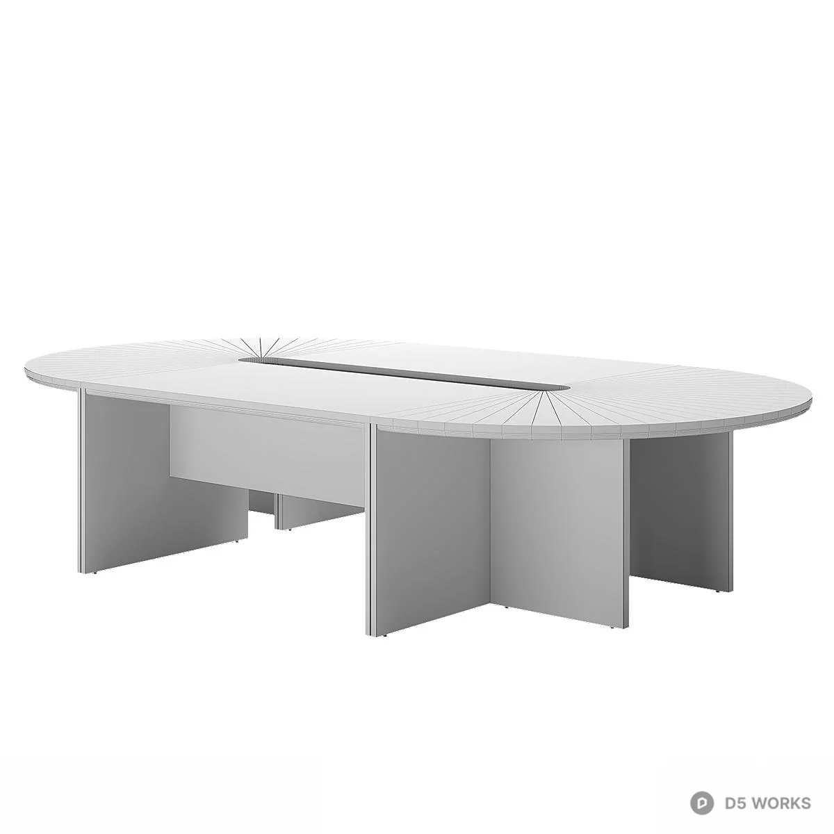 Elliptical Conference Table With Cable Trough 3d model thumbnail 3