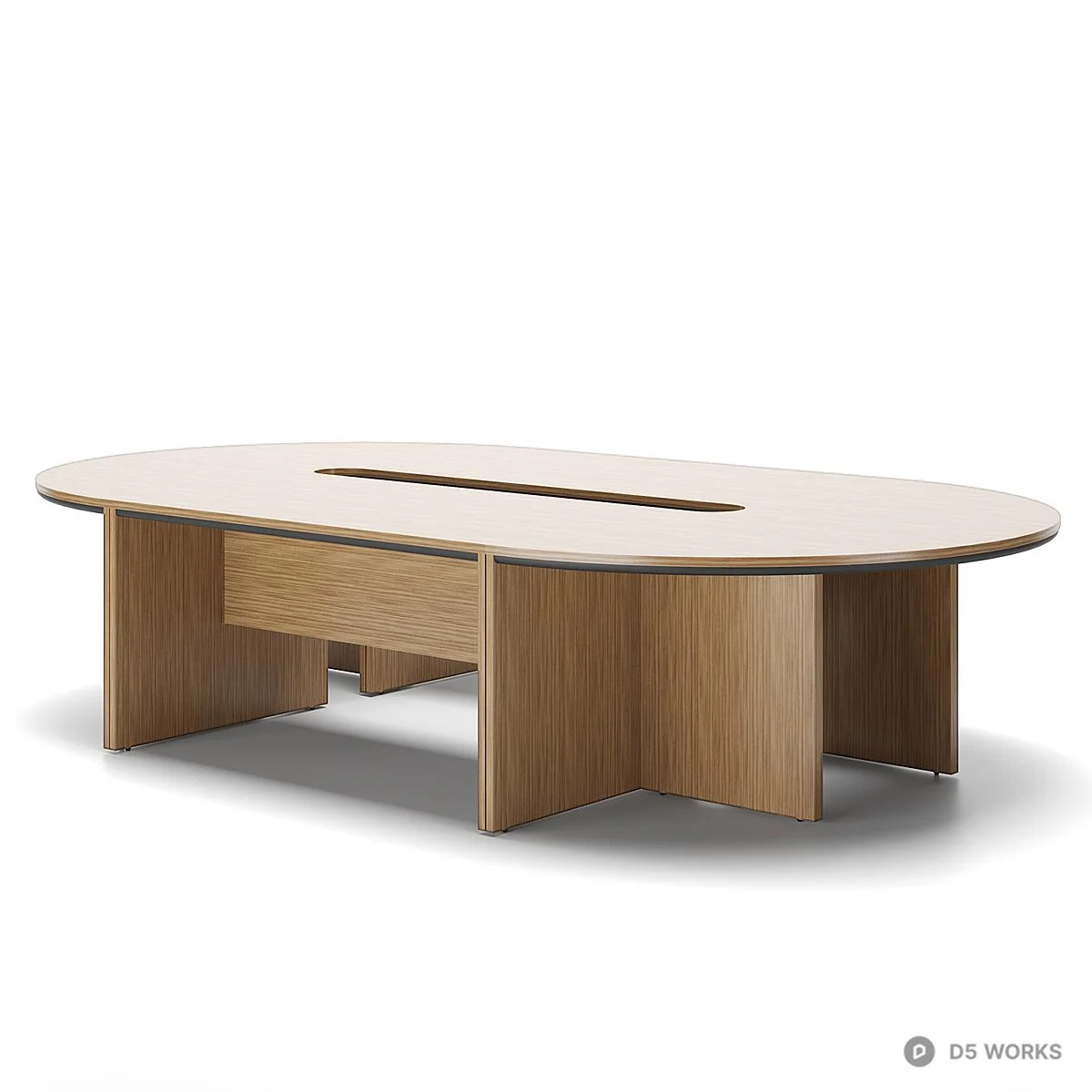 Elliptical Conference Table With Cable Trough 3d model thumbnail 2