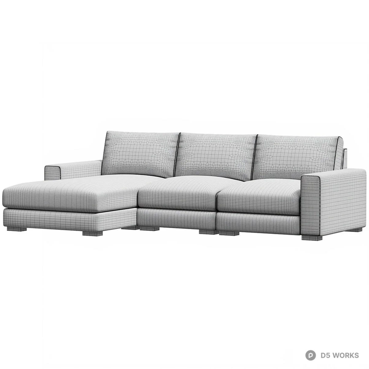 Modular Sectional Sofa In Light Gray Fabric 3d model thumbnail 4