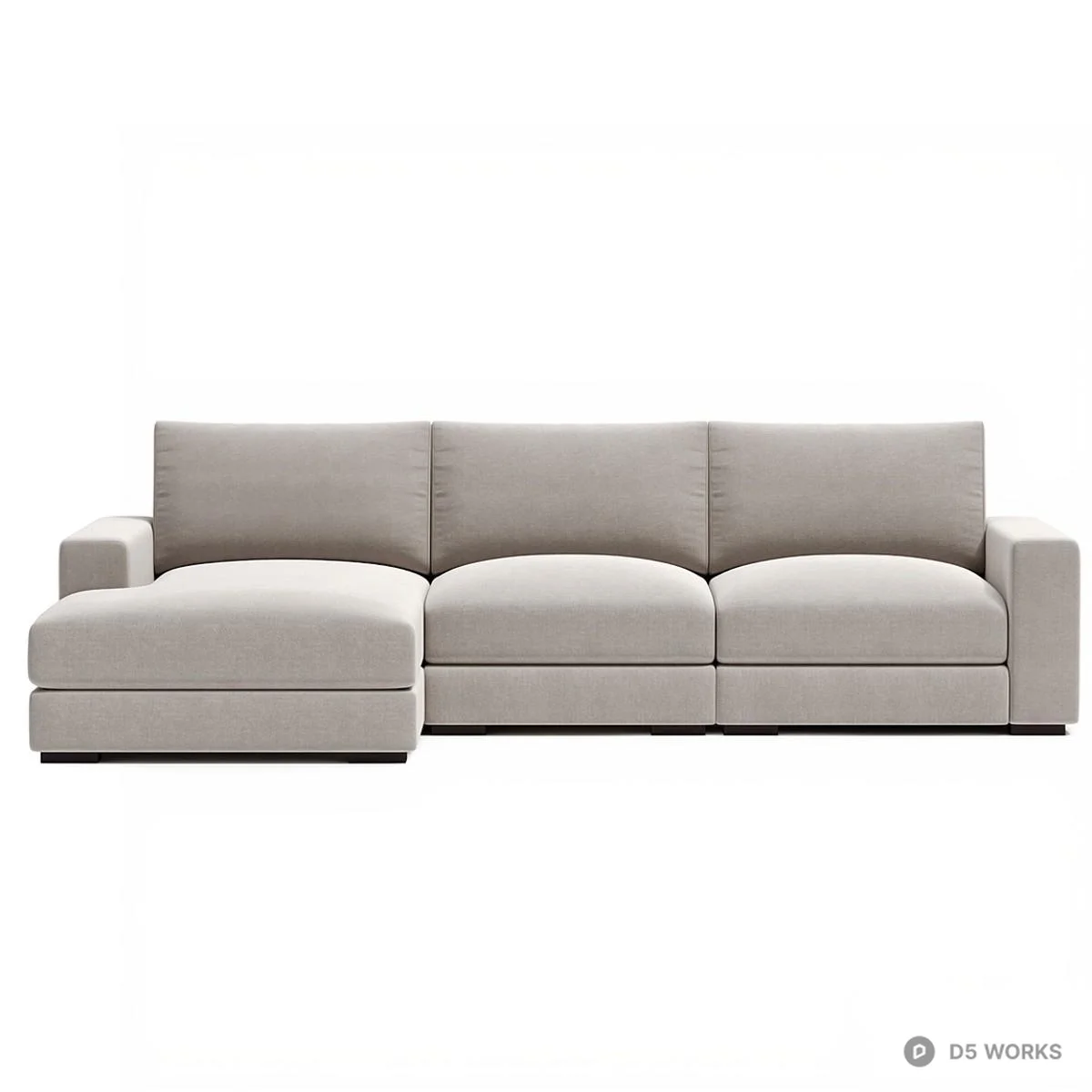 Modular Sectional Sofa In Light Gray Fabric 3d model thumbnail 2