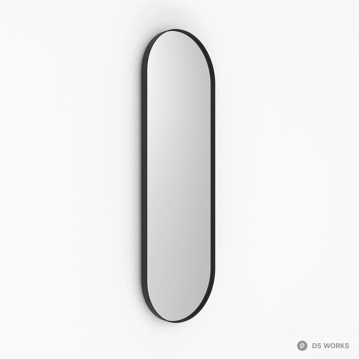 Minimalist Oval Mirror With Storage Compartment 3d model thumbnail 2