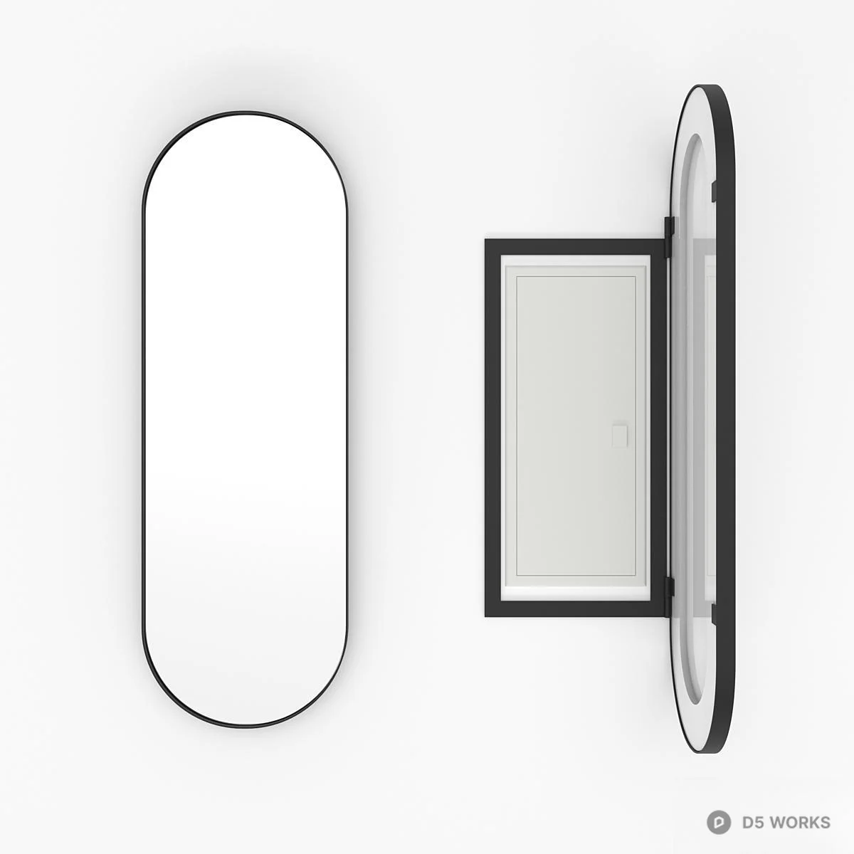 Minimalist Oval Mirror With Storage Compartment 3d model - Image 1