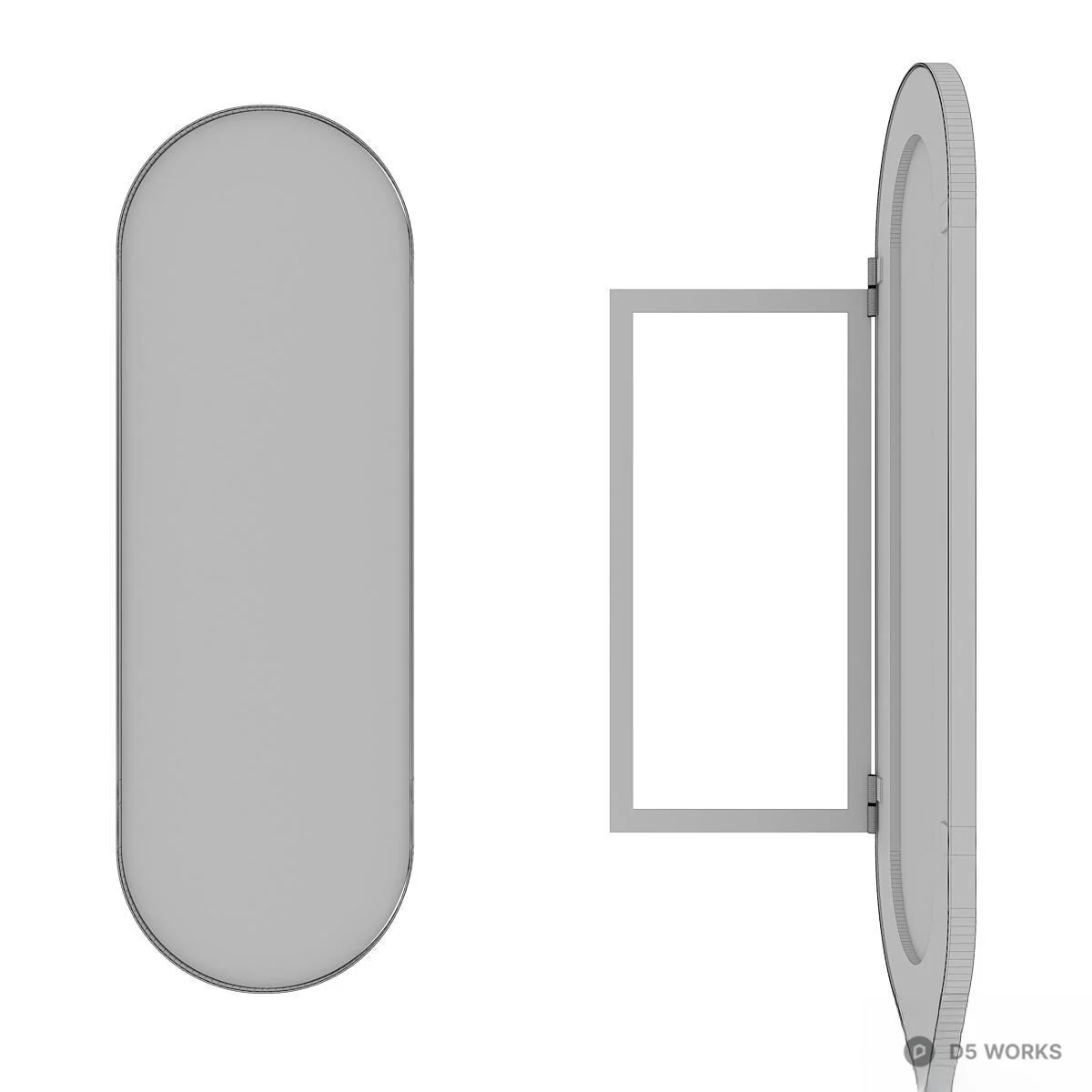 Minimalist Oval Mirror With Storage Compartment 3d model thumbnail 3