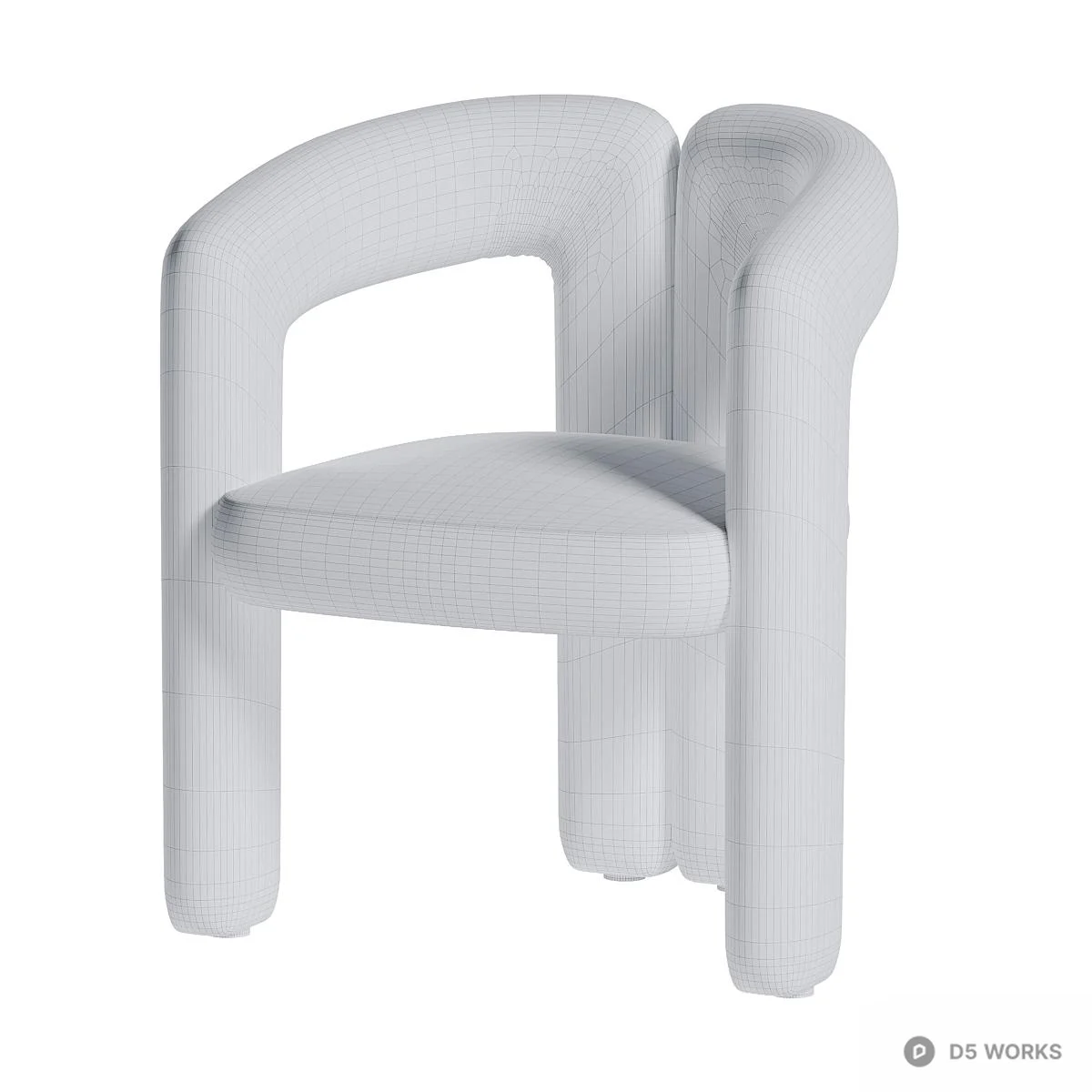 Sculptural Upholstered Lounge Chair 3d model thumbnail 3
