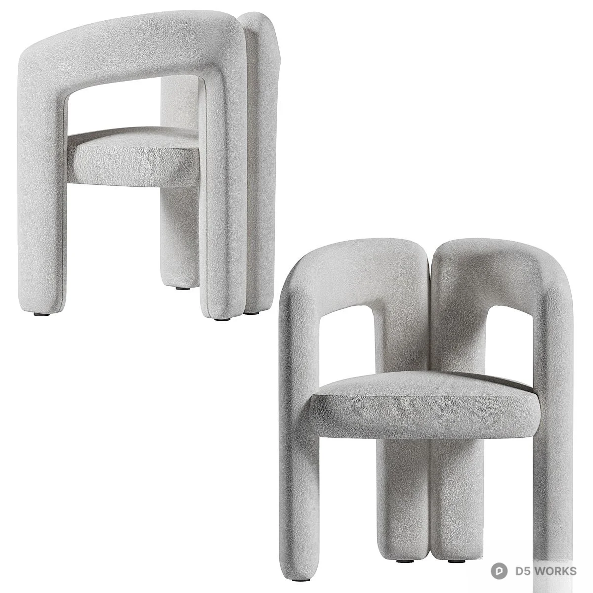Sculptural Upholstered Lounge Chair 3d model thumbnail 2