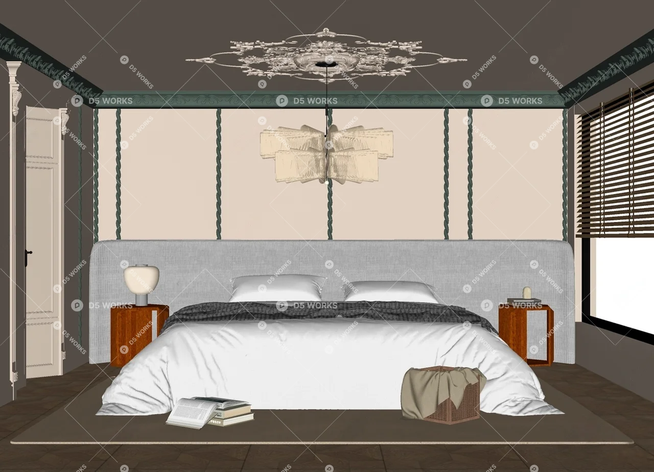 French Home Bedroom 3d model thumbnail 2
