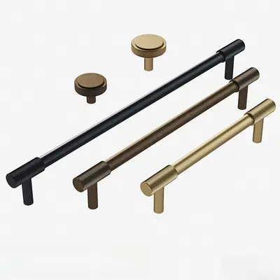 Brushed Brass And Black Metal Cabinet Pulls 3d model