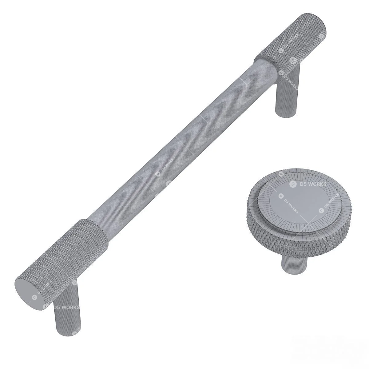 Brushed Brass And Black Metal Cabinet Pulls 3d model thumbnail 3