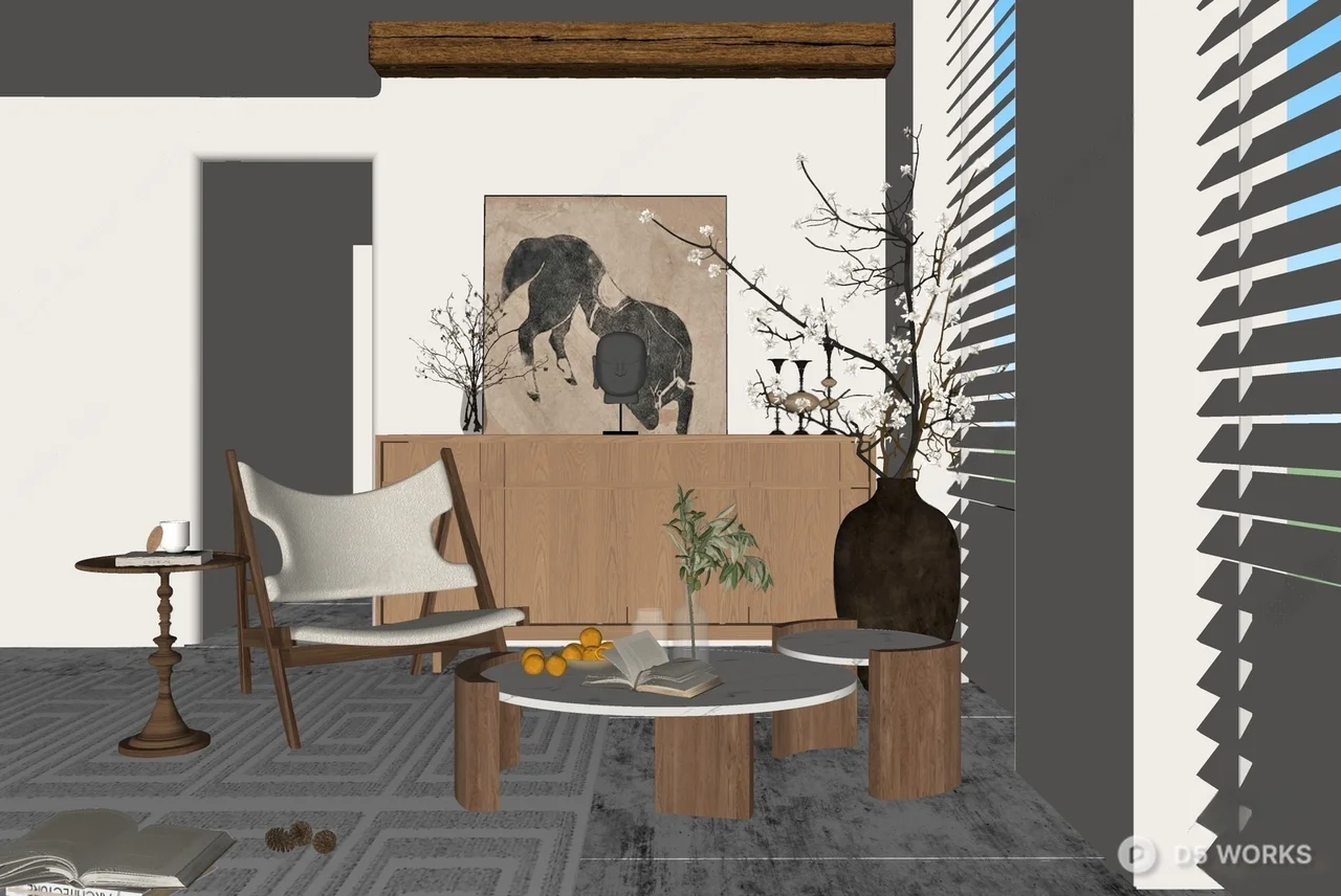 Mid-Century Modern Furniture Set 3d model thumbnail 2