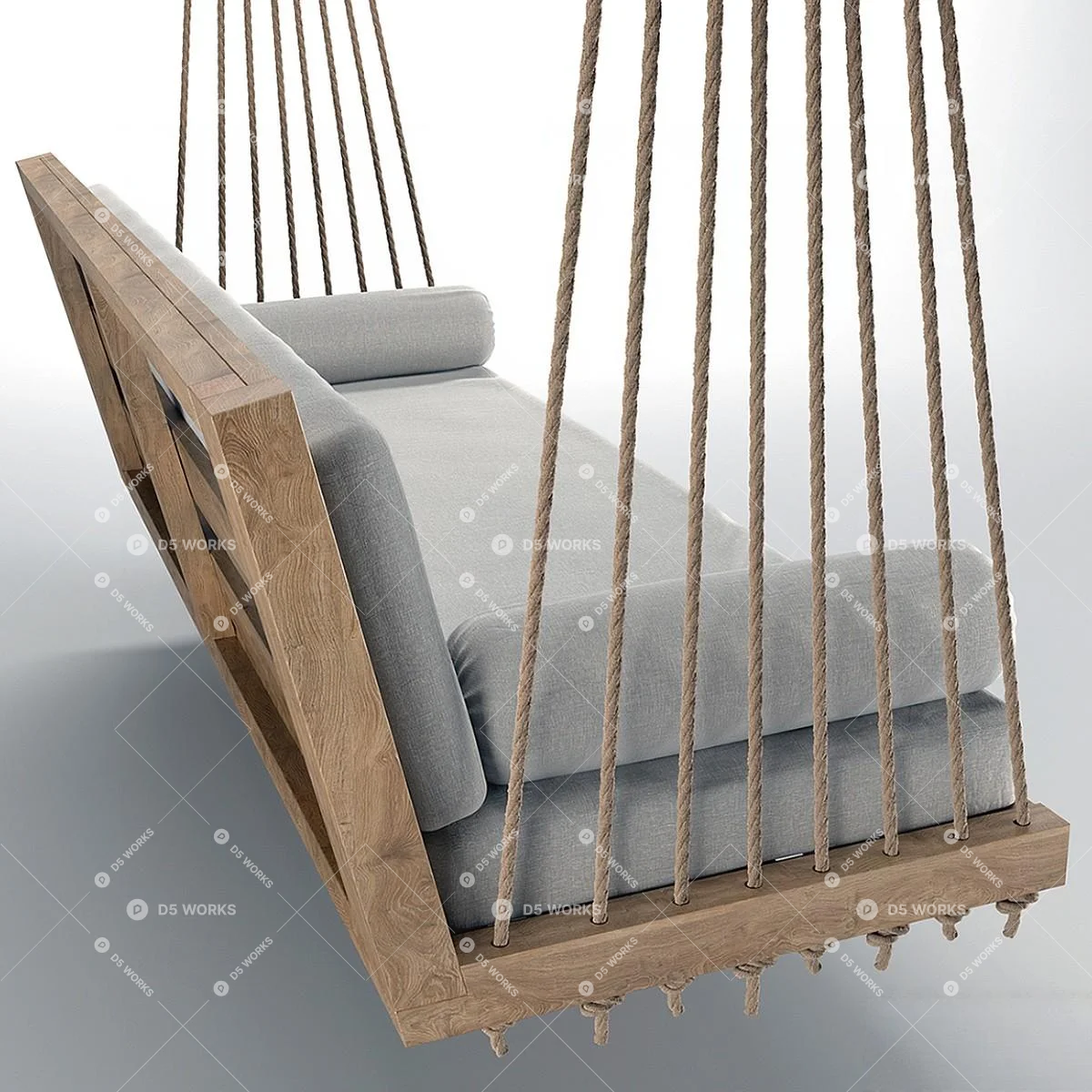 Wooden Swing Chair 3d model thumbnail 3