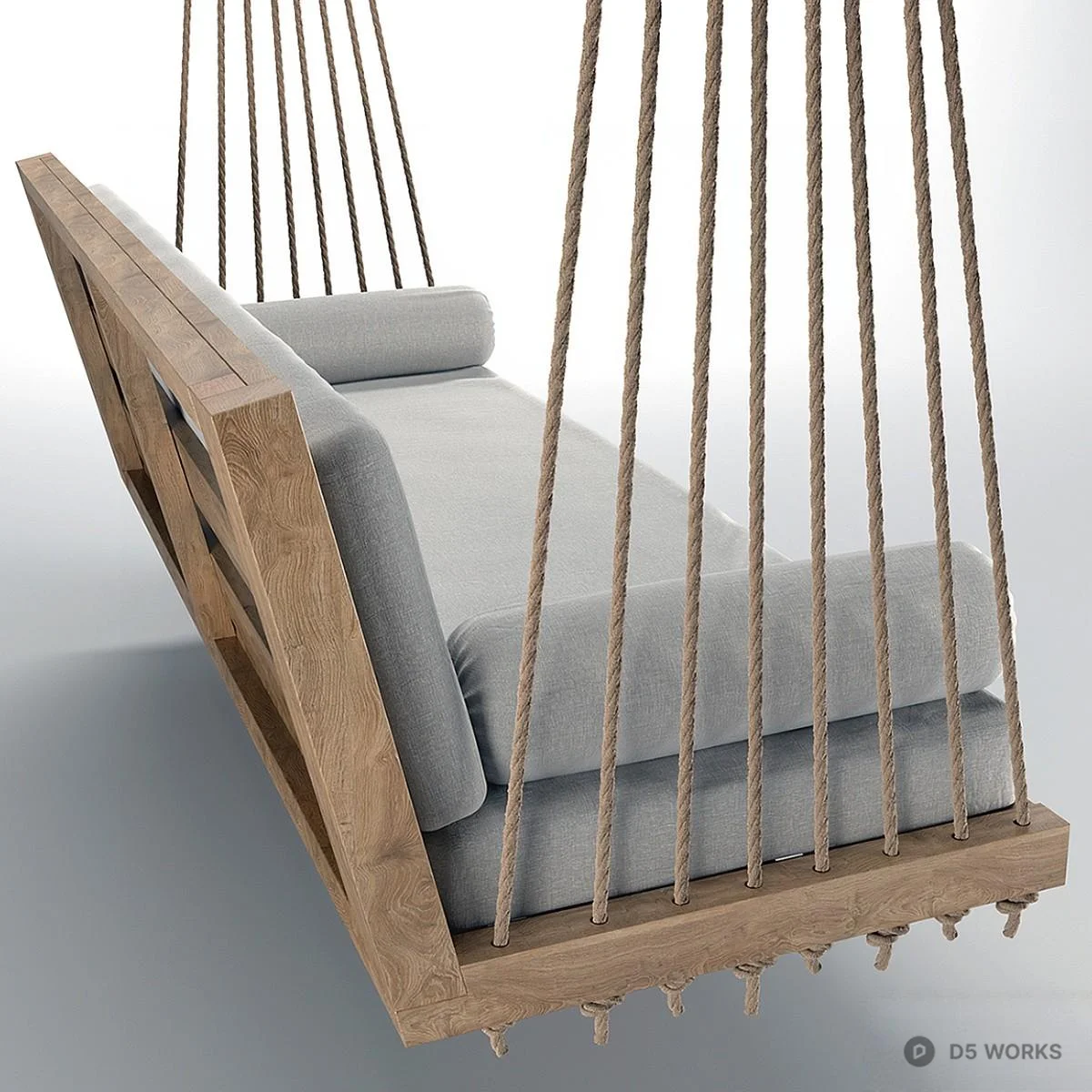 Minimalist Wooden Swing Chair 3d model thumbnail 3