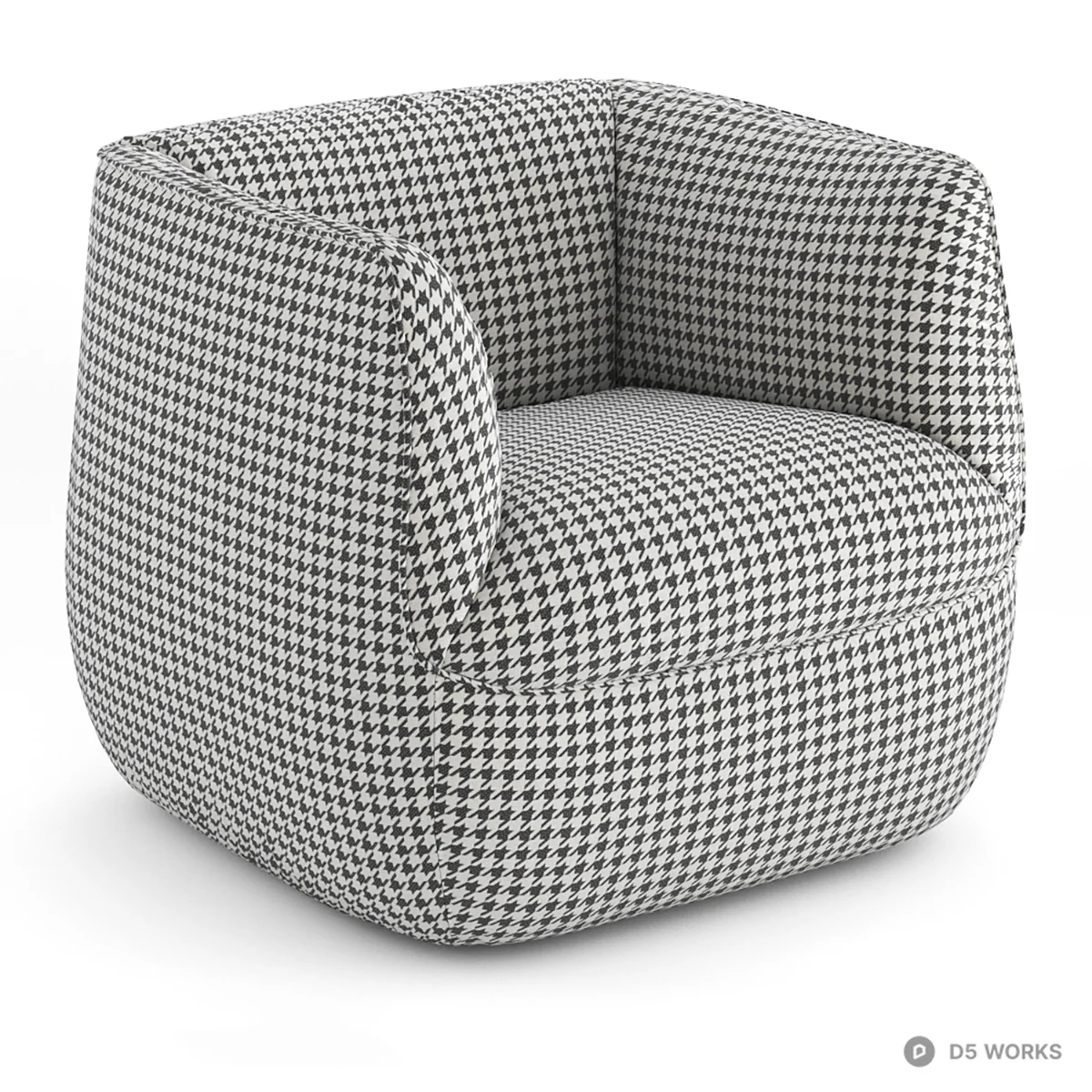 Houndstooth Upholstered Armchair 3d model thumbnail 2