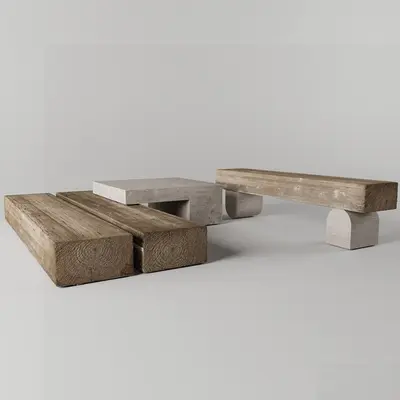 Wabi-Sabi Outdoor Stool 3d model
