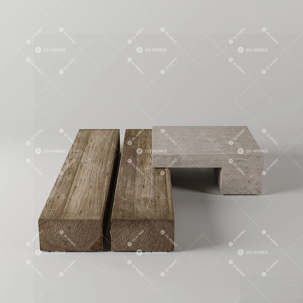 Wabi-Sabi Outdoor Stool 3d model thumbnail 5