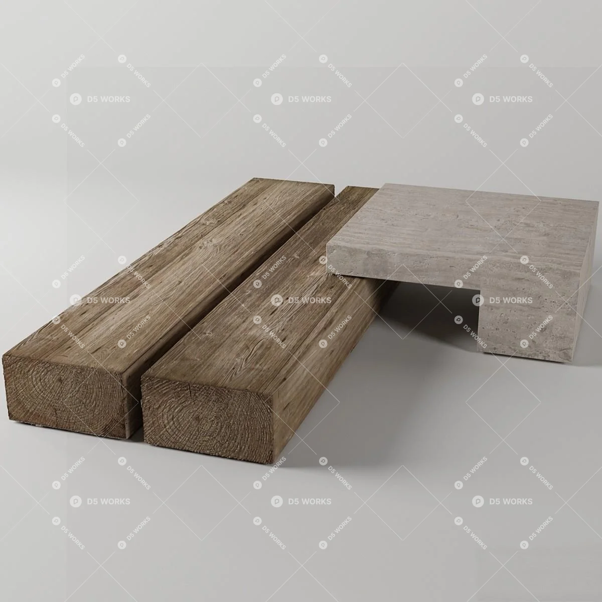 Wabi-Sabi Outdoor Stool 3d model thumbnail 2