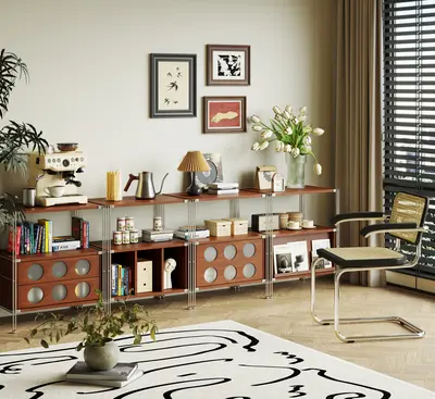 Mid Century Modern Living Room with Sideboard 3d model