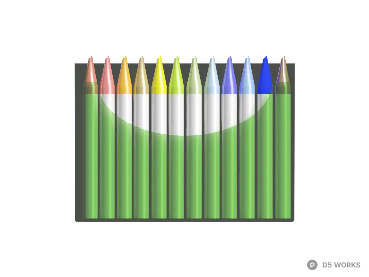 Colorful Pencil Set In Transparent Case 3d model thumbnail 2