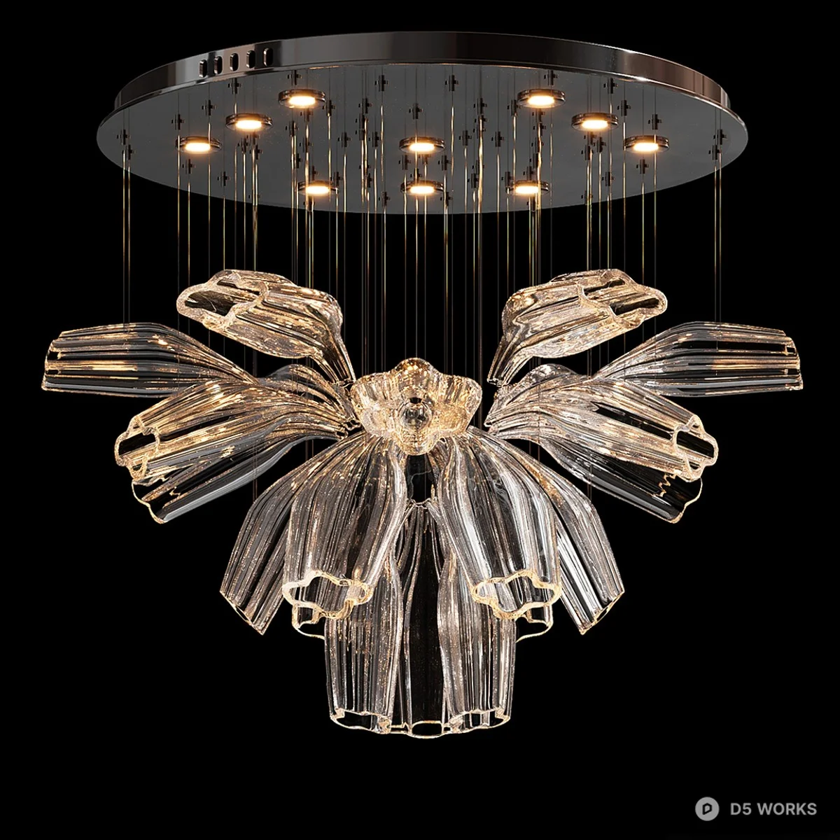 Crystal Petal Chandelier 3d model - Image 1