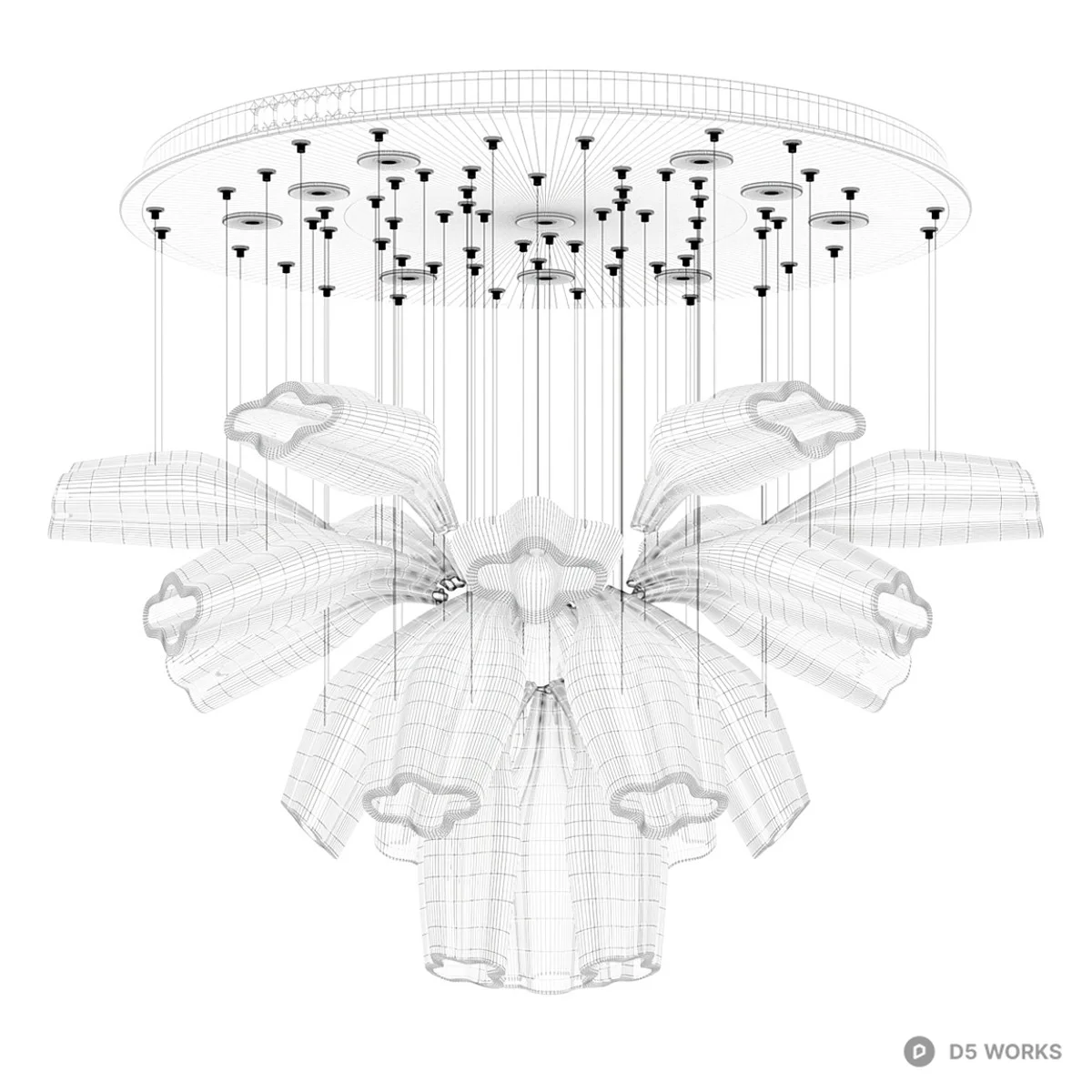 Crystal Petal Chandelier 3d model thumbnail 2