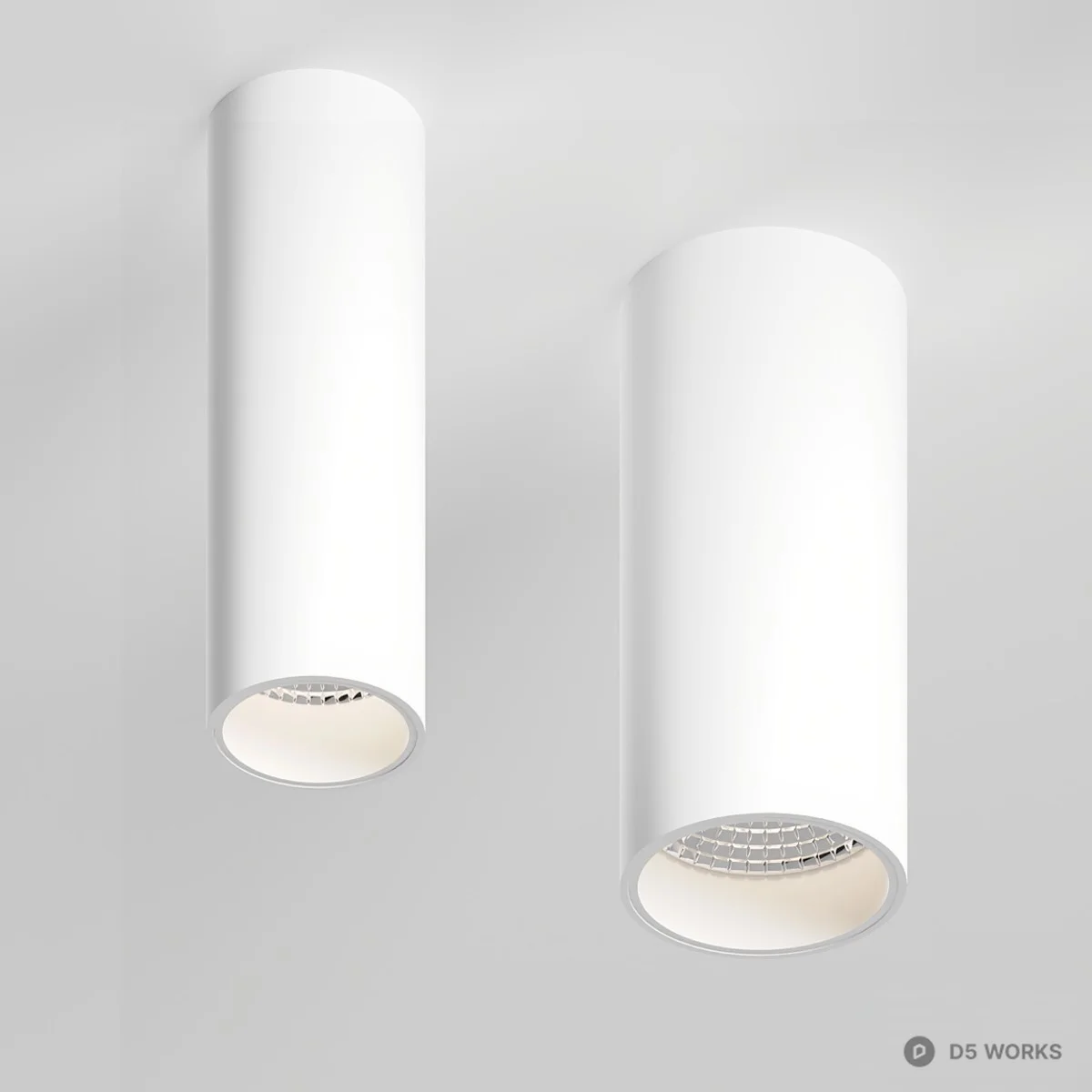 Matte Black Cylindrical Recessed Spotlights 3d model thumbnail 2