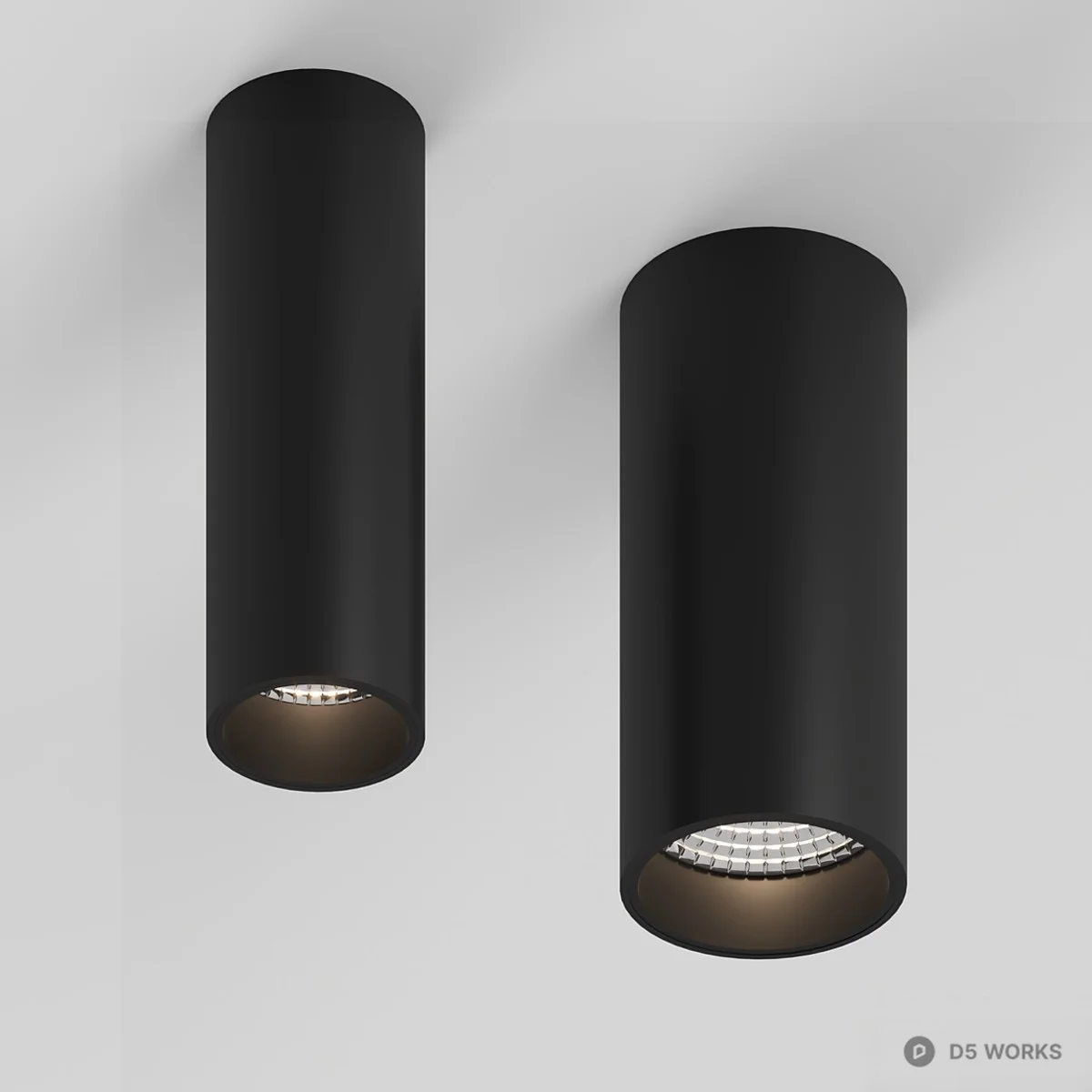 Matte Black Cylindrical Recessed Spotlights 3d model - Image 1