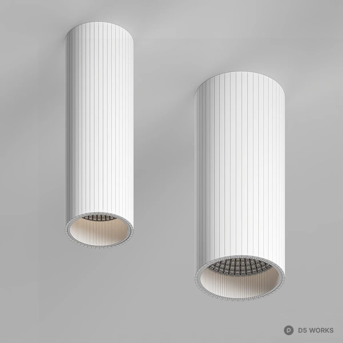 Matte Black Cylindrical Recessed Spotlights 3d model thumbnail 3