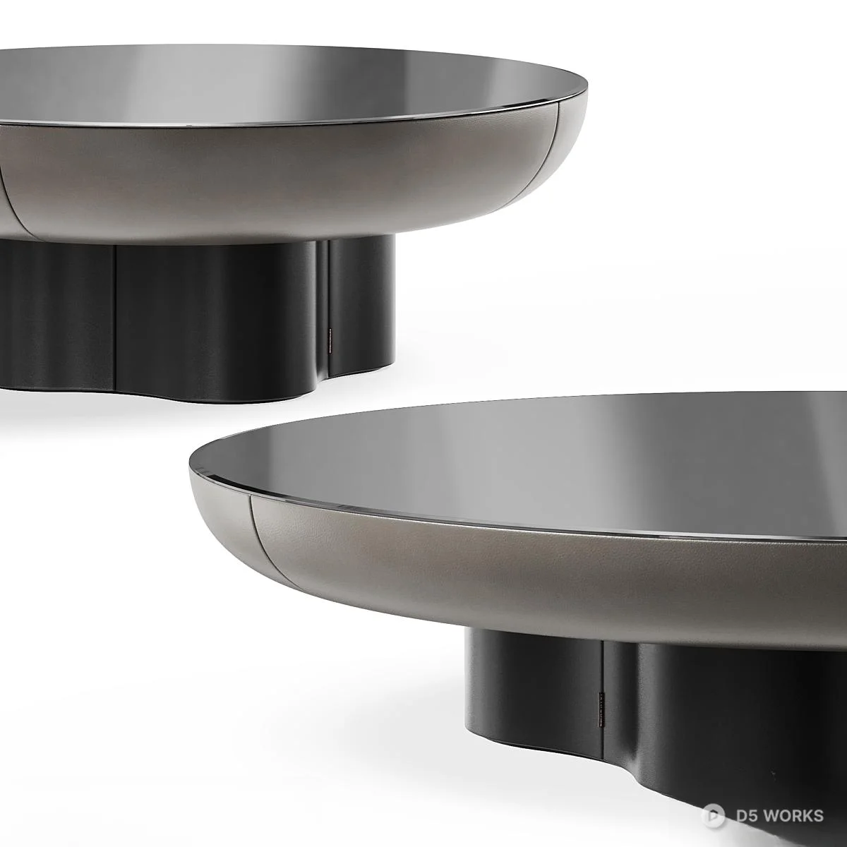 Minimalist Black Metal Coffee Table Set 3d model thumbnail 2