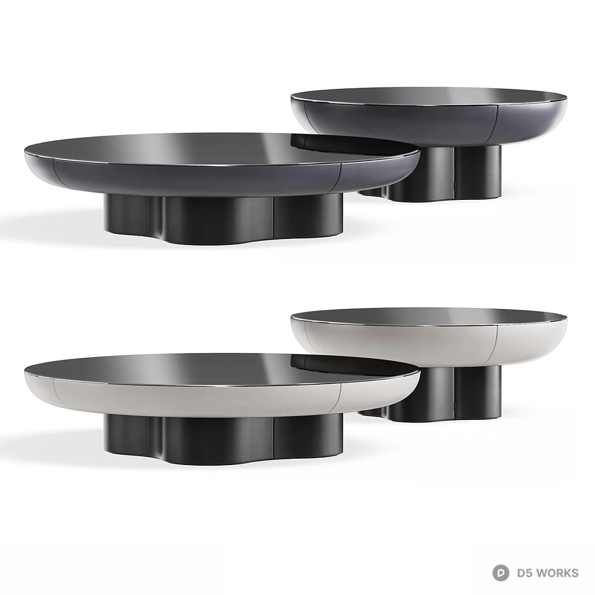 Minimalist Black Metal Coffee Table Set 3d model thumbnail 5