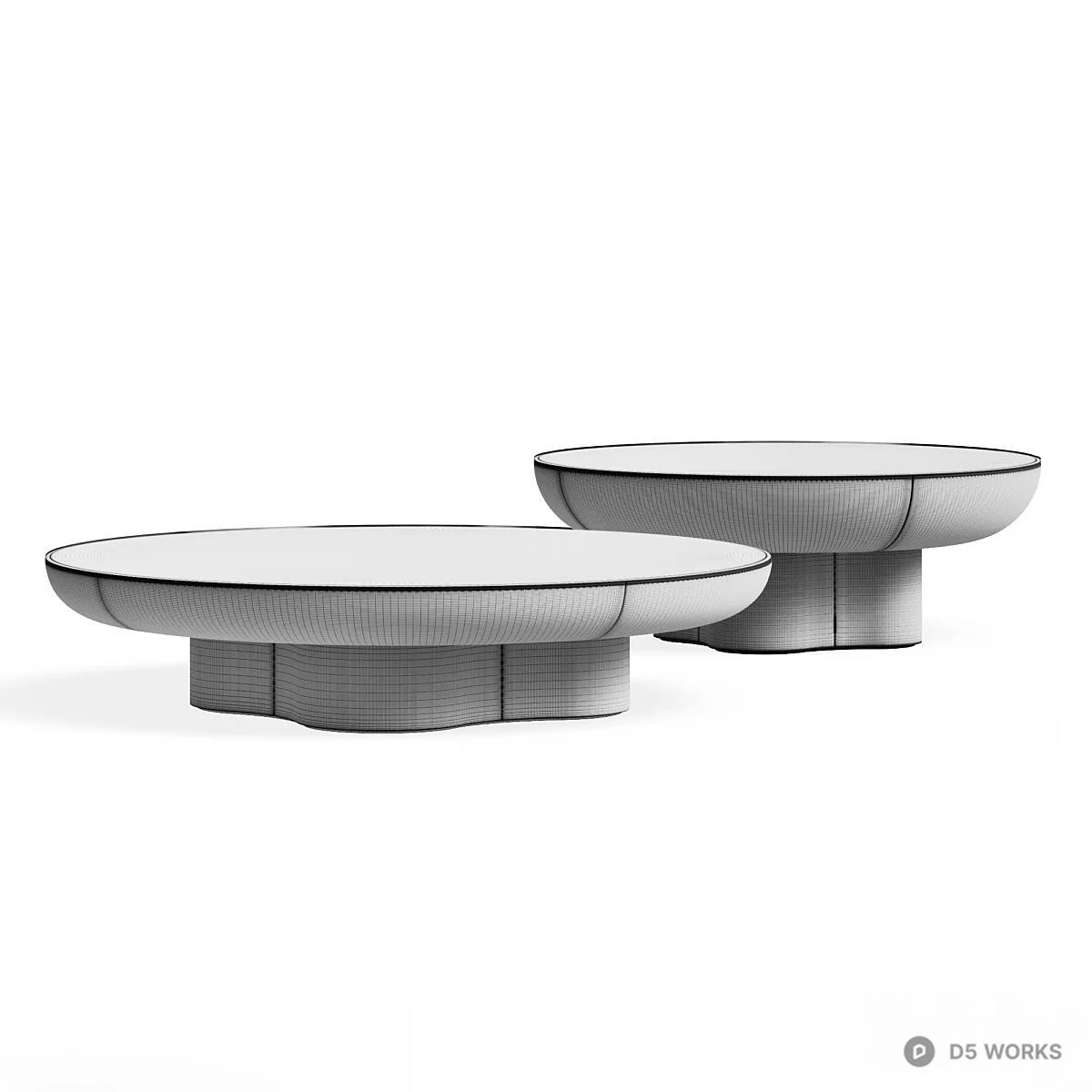 Minimalist Black Metal Coffee Table Set 3d model thumbnail 7
