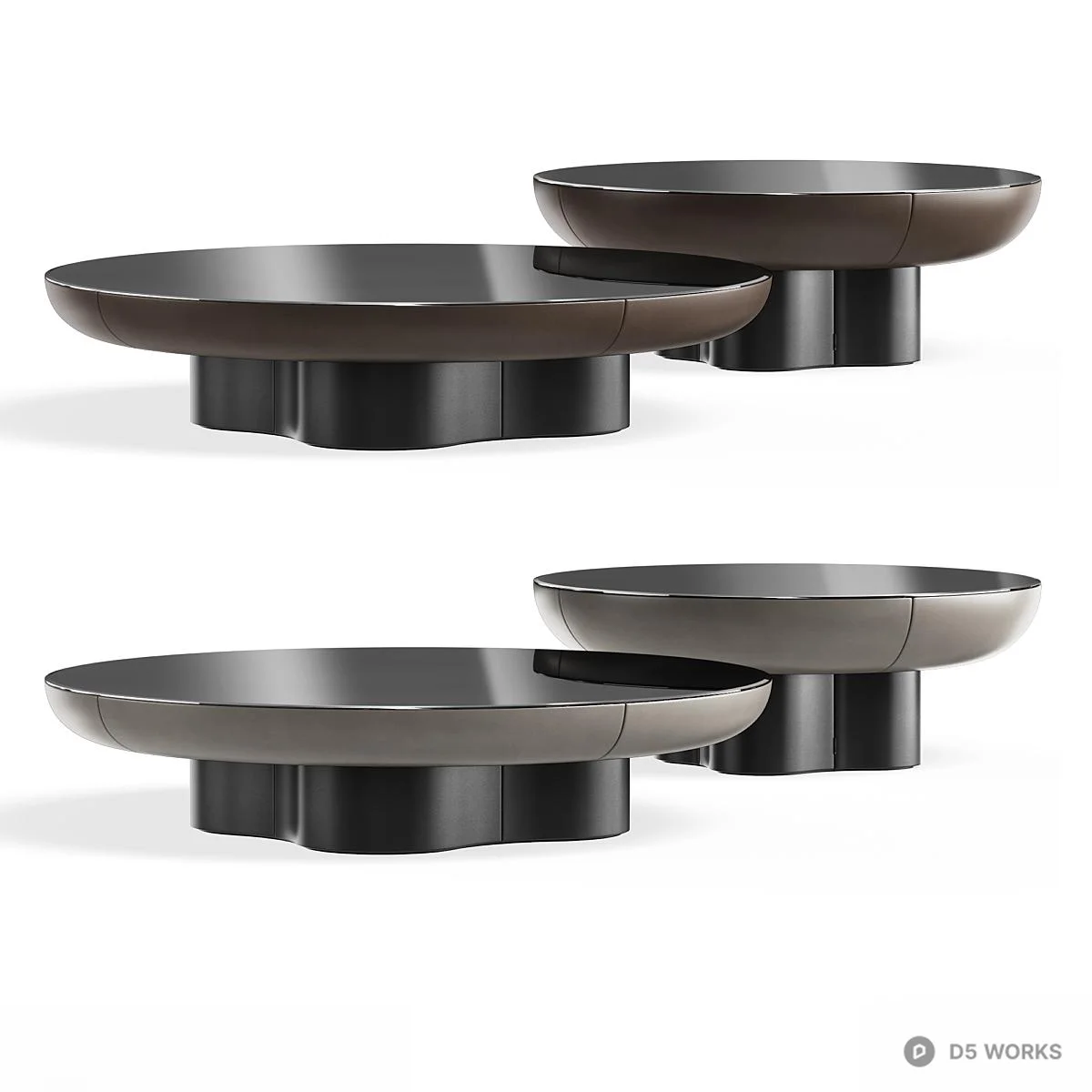 Minimalist Black Metal Coffee Table Set 3d model thumbnail 6