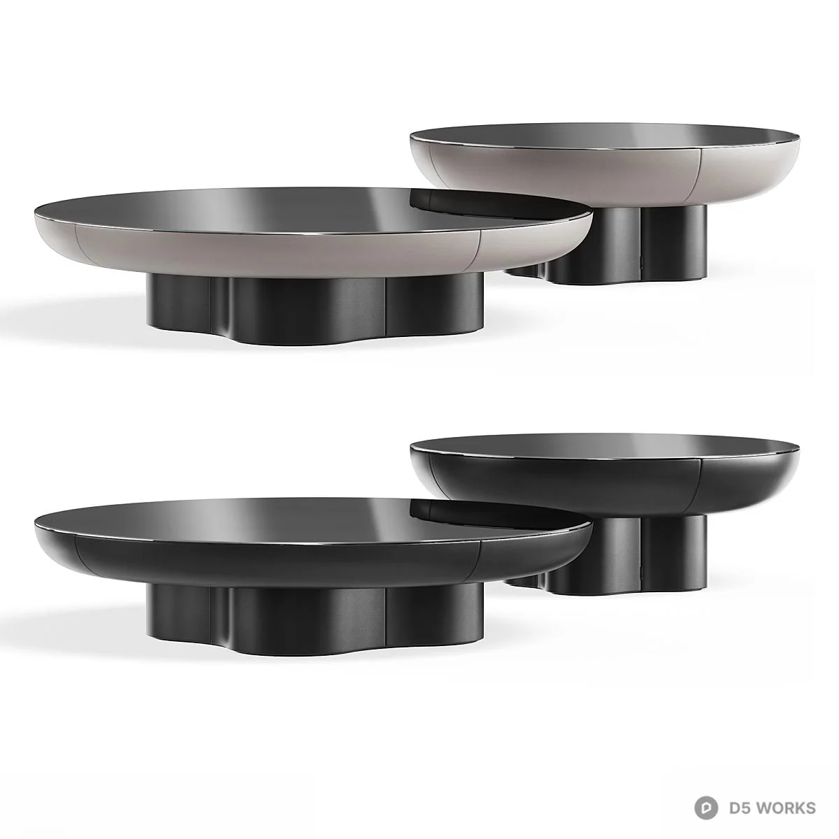 Minimalist Black Metal Coffee Table Set 3d model thumbnail 3