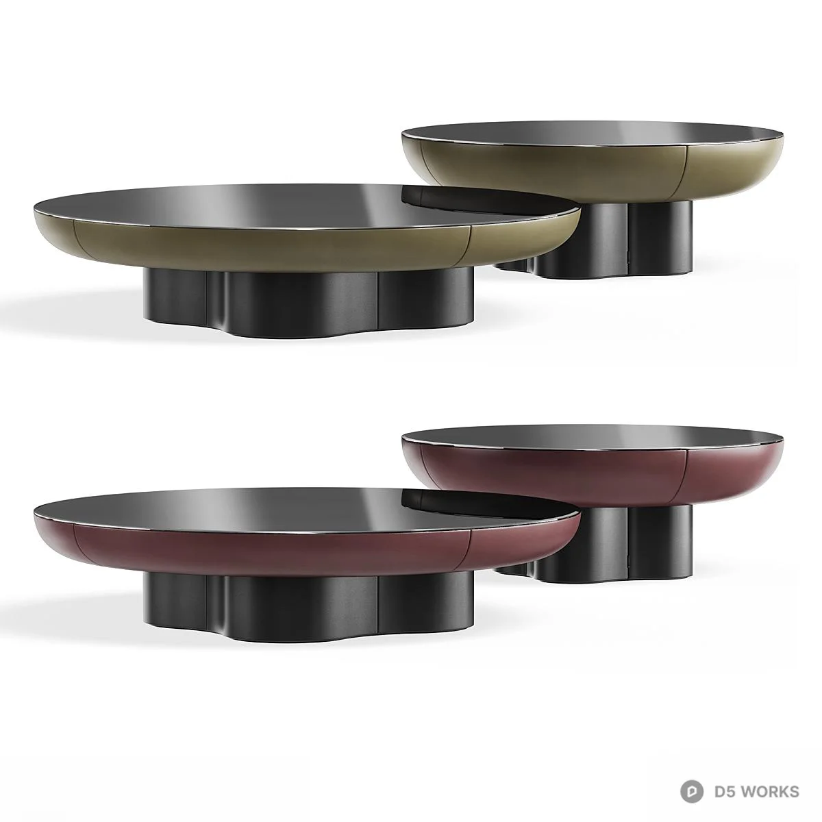 Minimalist Black Metal Coffee Table Set 3d model thumbnail 4
