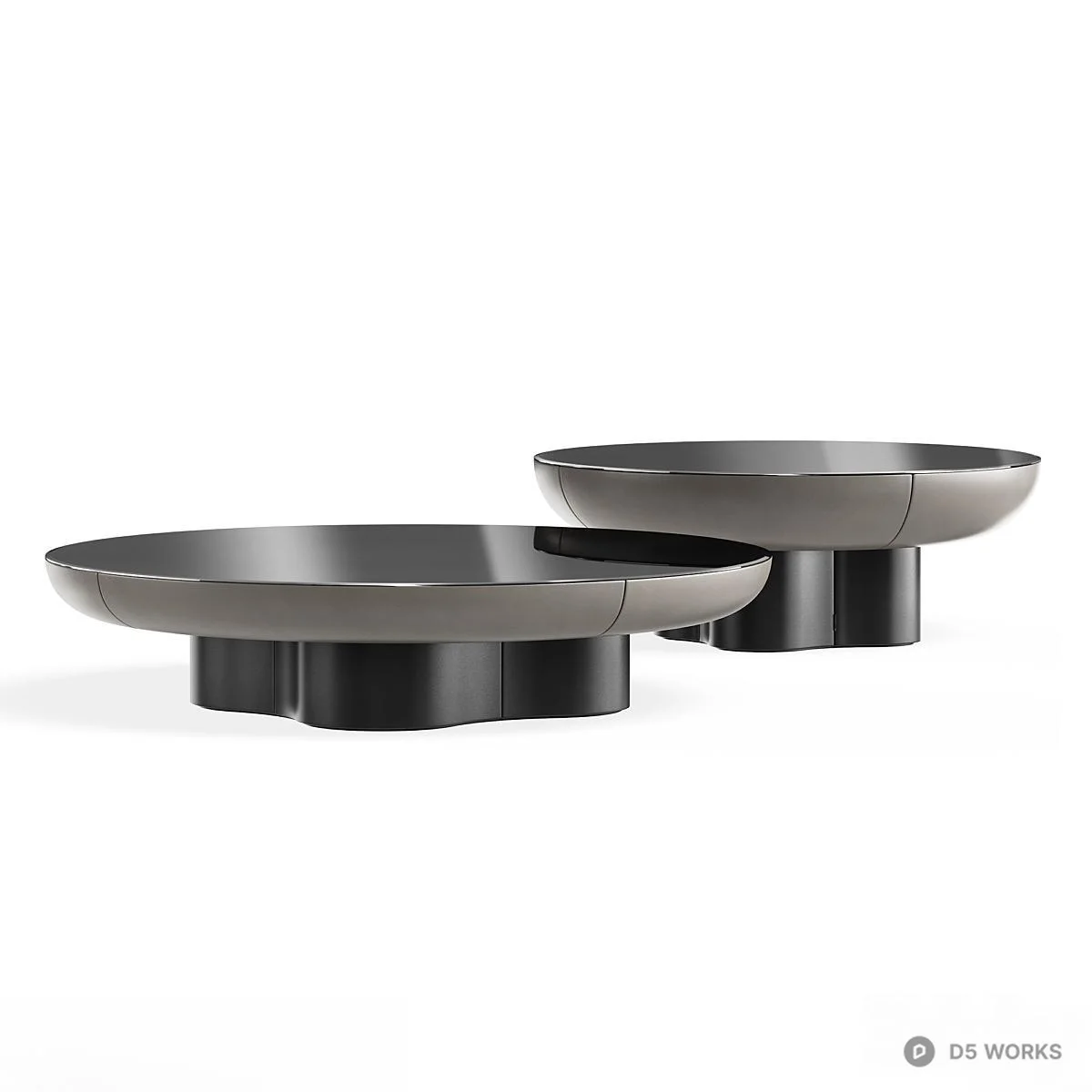 Minimalist Black Metal Coffee Table Set 3d model - Image 1