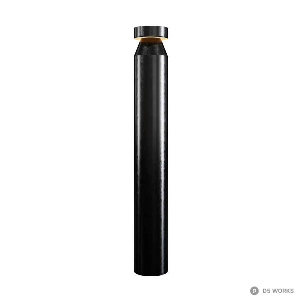 Black metal outdoor floor lamp 3d model - Image 1