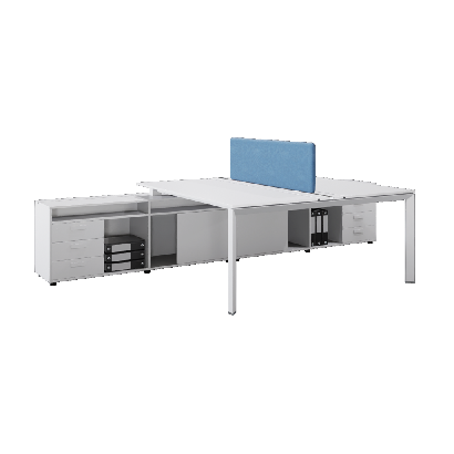 Office Desk White Metal Double Opposite Desk