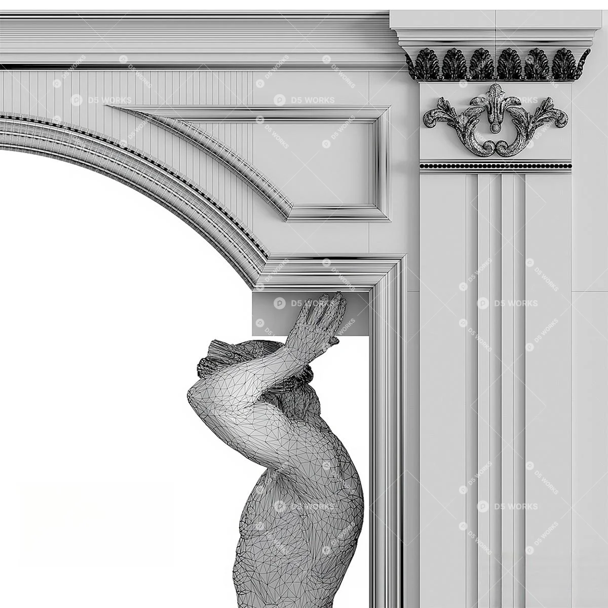 European Door 3d model thumbnail 4