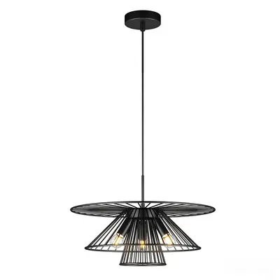 Black Wireframe Layered Pendant Light 3d model