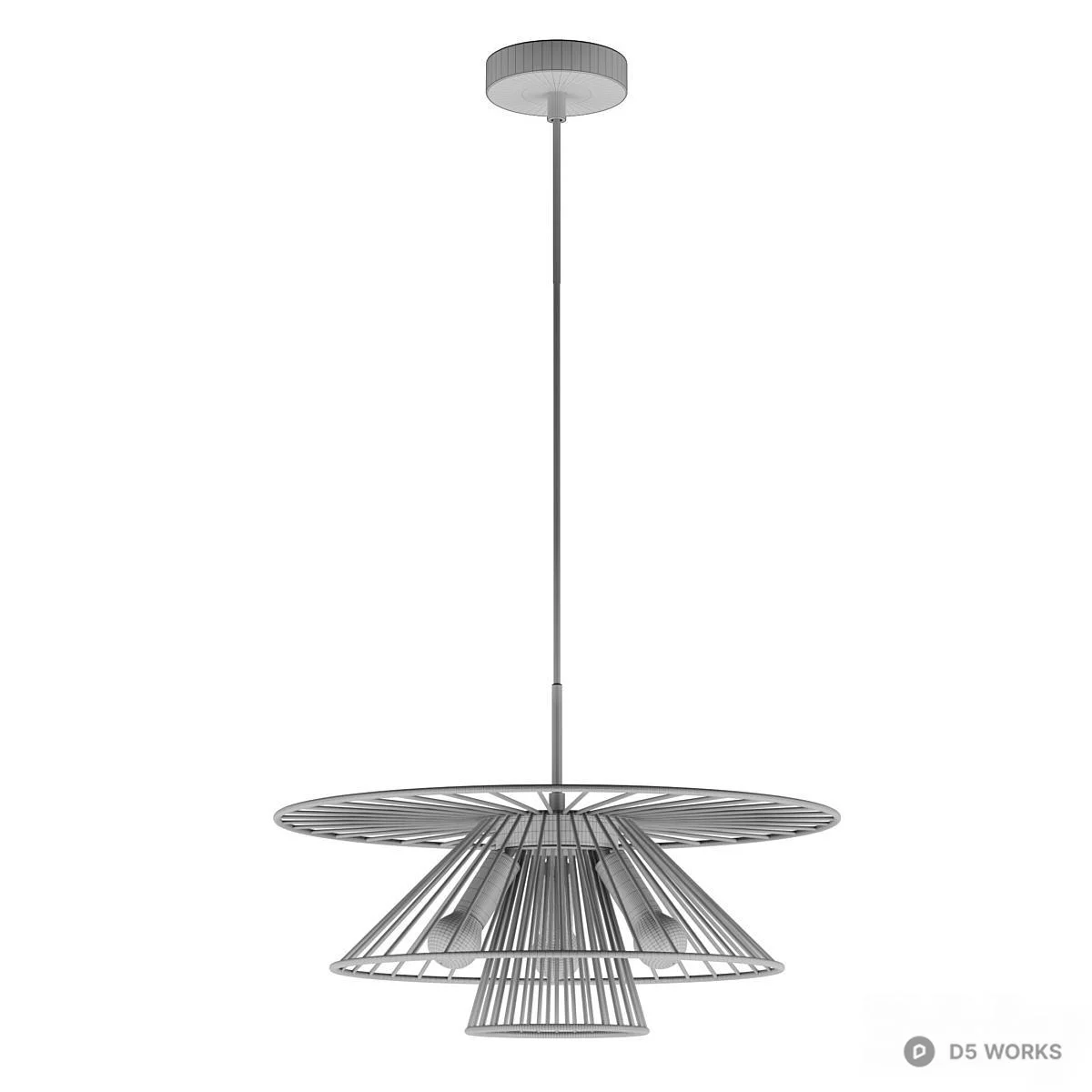 Black Wireframe Layered Pendant Light 3d model thumbnail 2