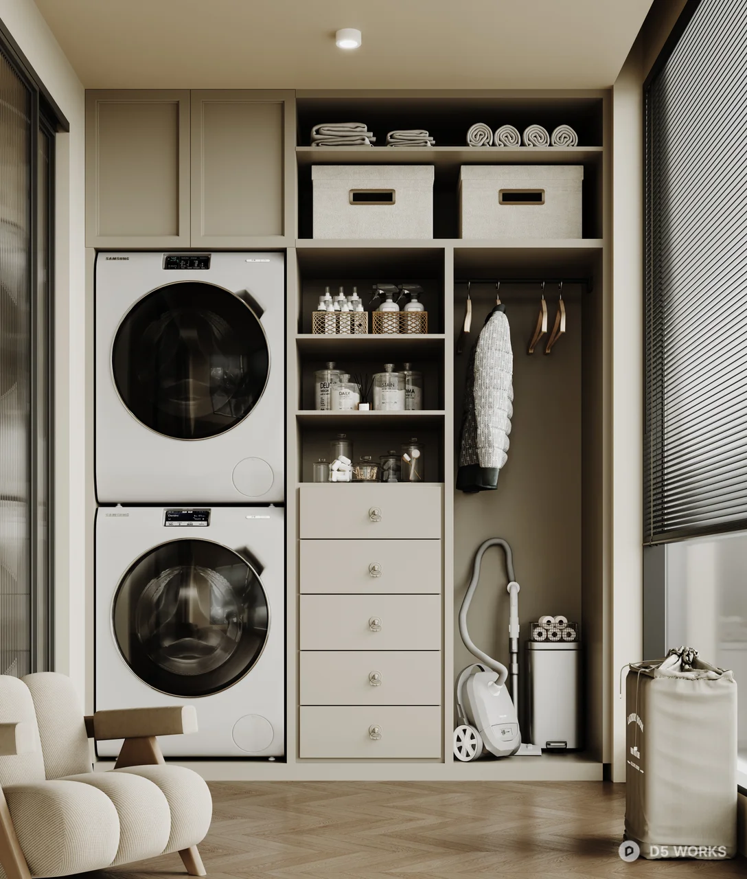Modern Laundry Balcony Space 3d model - Image 1