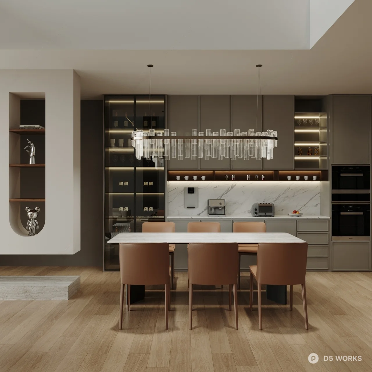 Modern Open Plan Living Dining Space 3d model thumbnail 3