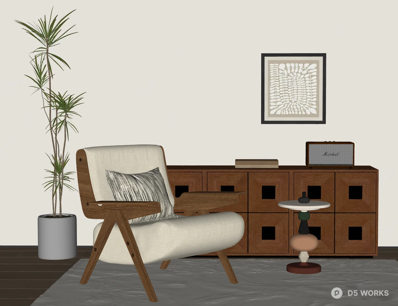 Mid Century Modern Armchair 3d model thumbnail 2