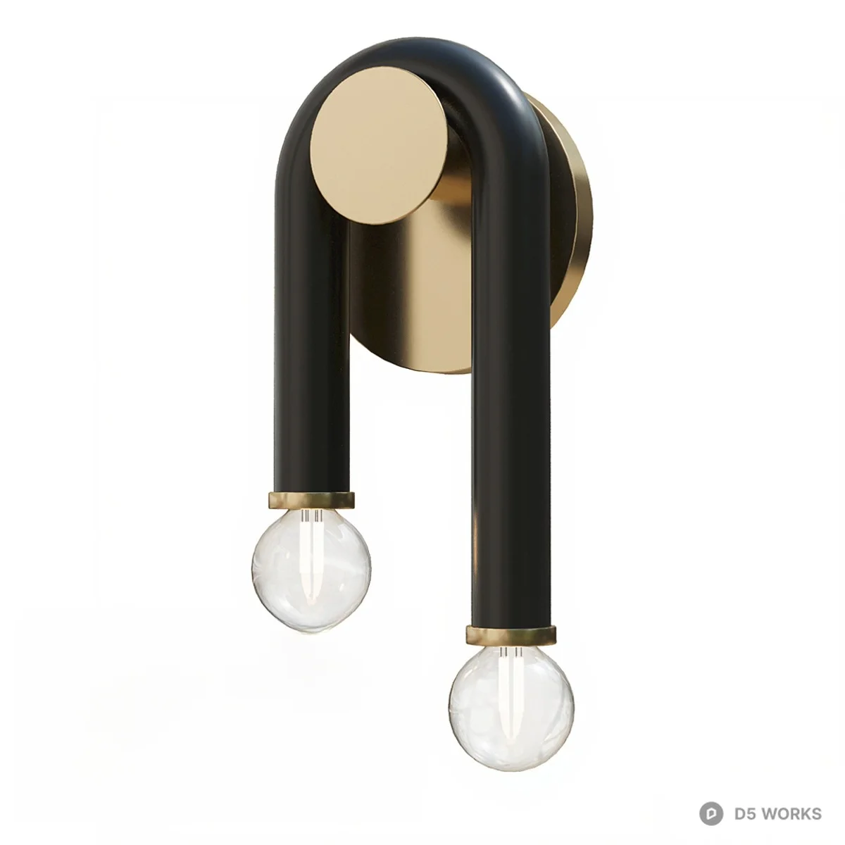 Modern Black And Gold Wall Lamp 3d model - Image 1