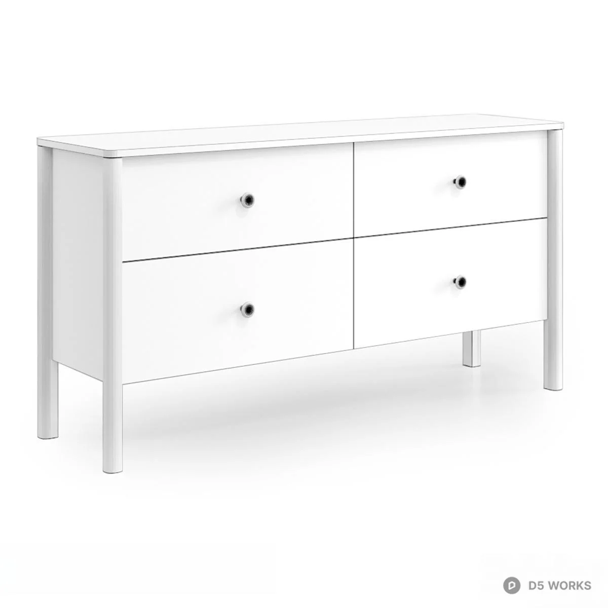 Floral Patterned Wood Sideboard 3d model thumbnail 2