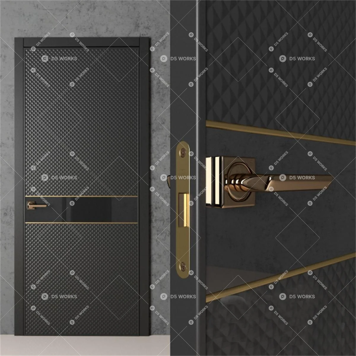 Modern Single Door 3d model thumbnail 3